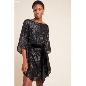Anthropologie Starling Sequined Tie Tunic Dress S